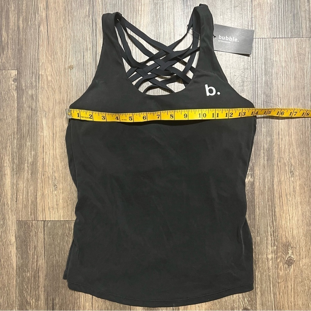 NWT Bubble Activewear Black Built In Padded Bra Crisscross Open Back Tank Top S - Picture 10 of 11